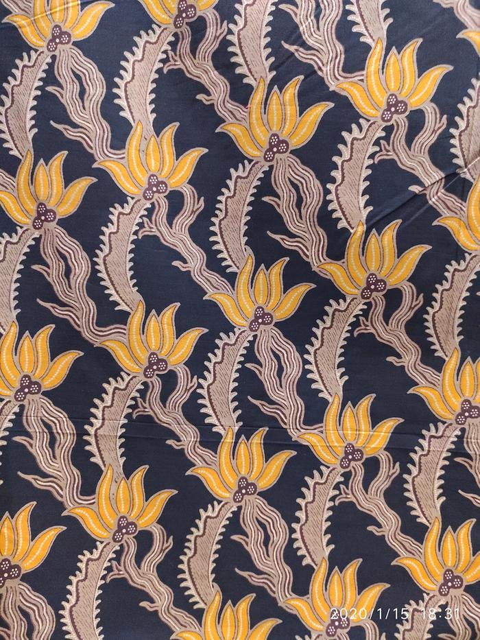 Kain Batik Katun Batu Raden 5858 VAR12 Rumput Hitam Cream