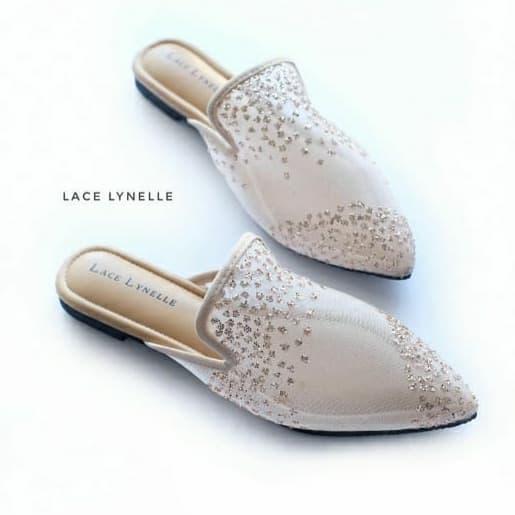 Lace Lynelle Vania Gold Flat Shoes size 39 (JUAL RUGI)