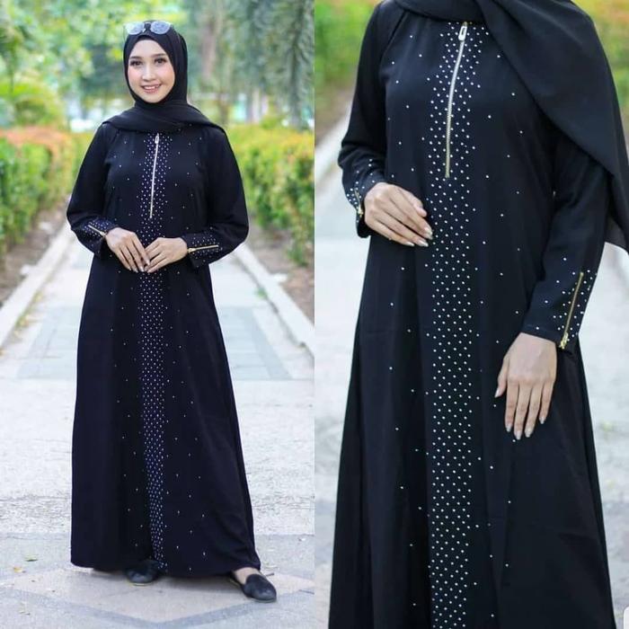 Exclusive Gamis Abaya Arab Saudi Ziper Kismis