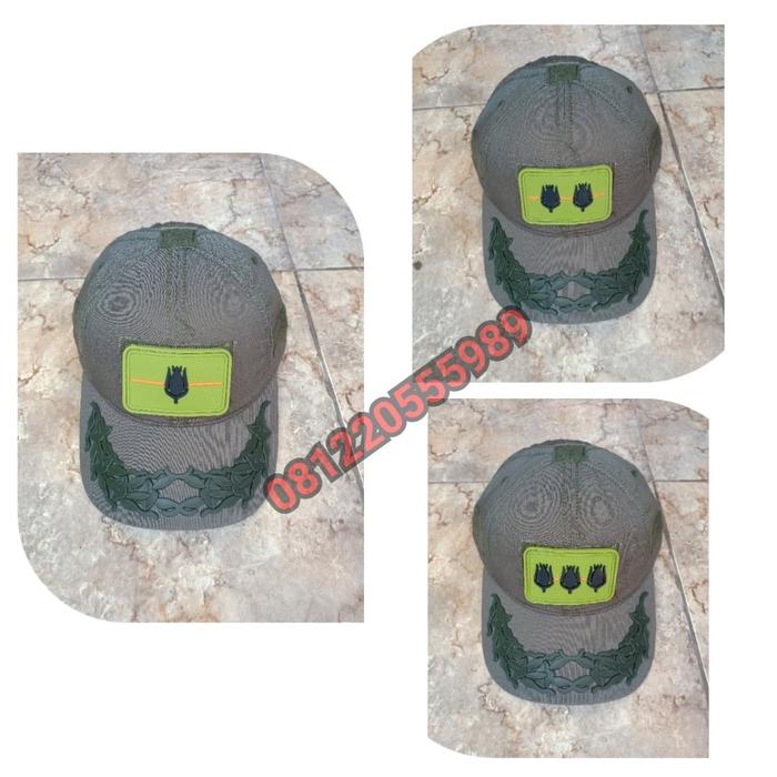 Topi pamen TNI AD hijau free patch rubber