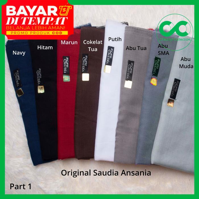 Saudia Exclusively Ansania Rawis Square Hijab Jilbab Cotton Voile 110x110 cm Pilihan Warna Abu Biru 