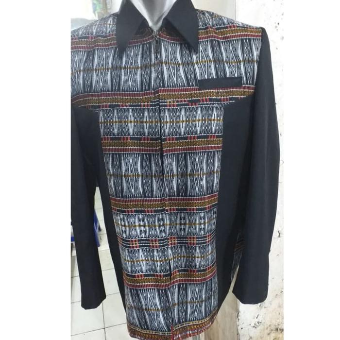 Jas jaket batik pria motif ulos sumatera / jas semi jaket ulos pria tenun