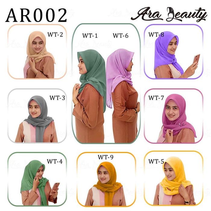Jilbab Segiempat AR002 ARA BEAUTY Sifon / Jilbab Murah Oleh Oleh Haji