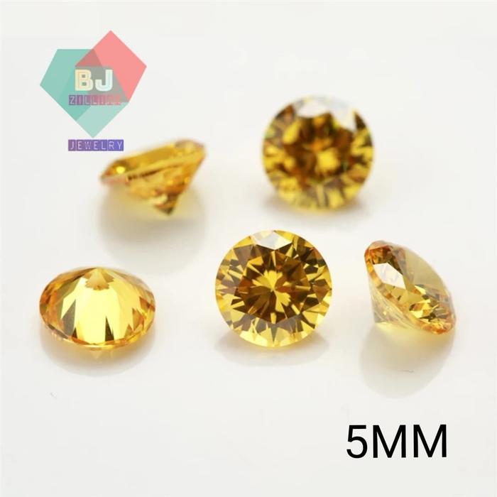 Yellow Cubic Zirconia 5MM A5 Quality Original