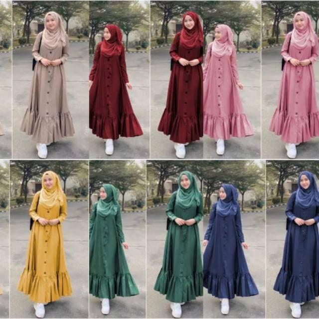 Peoni dress pakaian wanita baju gamis fashion muslim