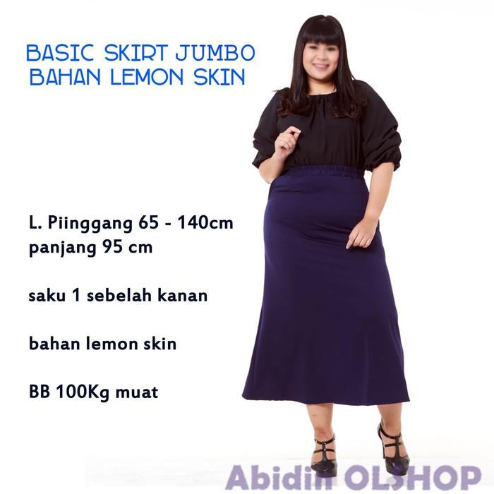ROK BASIC JUMBO BAHAN KULIT JERUK / LEMON SKIN - XXXL-Ukuran Big Size