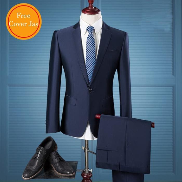 stelan jas pria - jas formal - business jas - executive blazer- blue