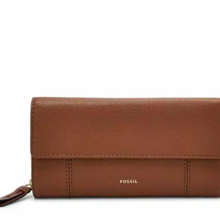 dompet Fossil Original jori flap clutch medium brown RFID