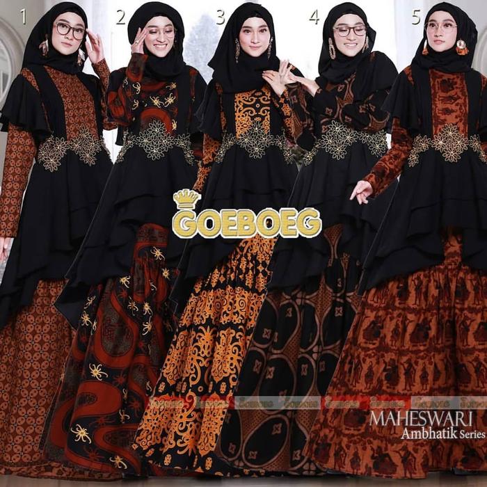 Gamis Dress Pesta Set Jilbab Batik by Goeboeg Ori. Baju Muslim Wanita