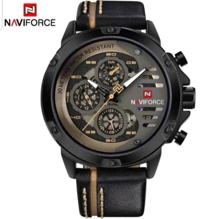 Jam Tangan Pria Naviforce NF9110-4M Original Black Yellow