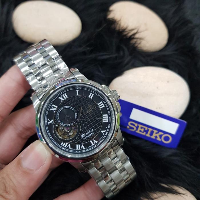 Jam Tangan Pria Merek Seiko Premier Silver Automatic Original BM 42mm