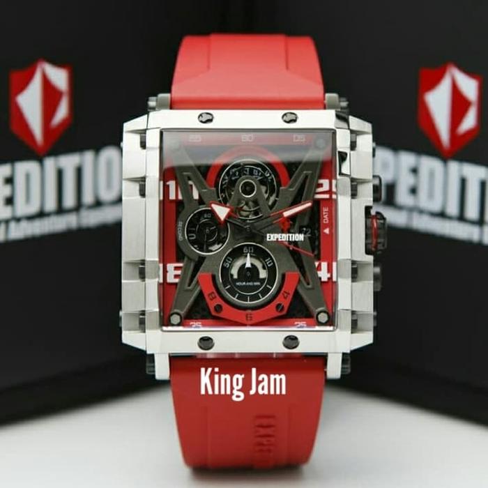 Jam Tangan Pria Expedition E 6757/ 6757 Original Red Silver