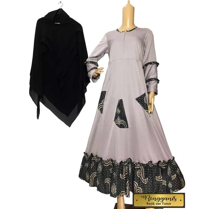 Pakain Muslimah Gamis Syari Batik Kombinasi Syari Include Khimar Syari