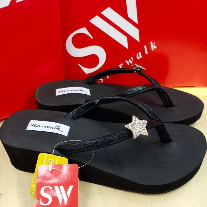 sendal wanita wedges starwalk hitam sakura 11 original murah promo