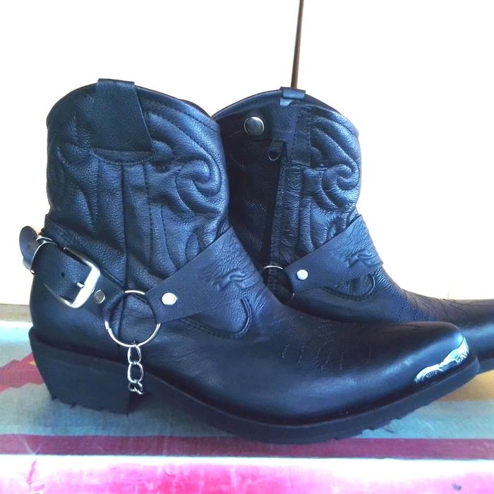 Sepatu touring jangle koboi kulit sapi