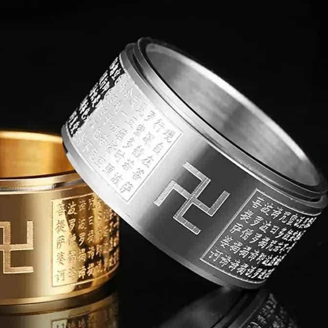 cincin Buddha Silver plating sutra tripitaka paramita pria dan wanita