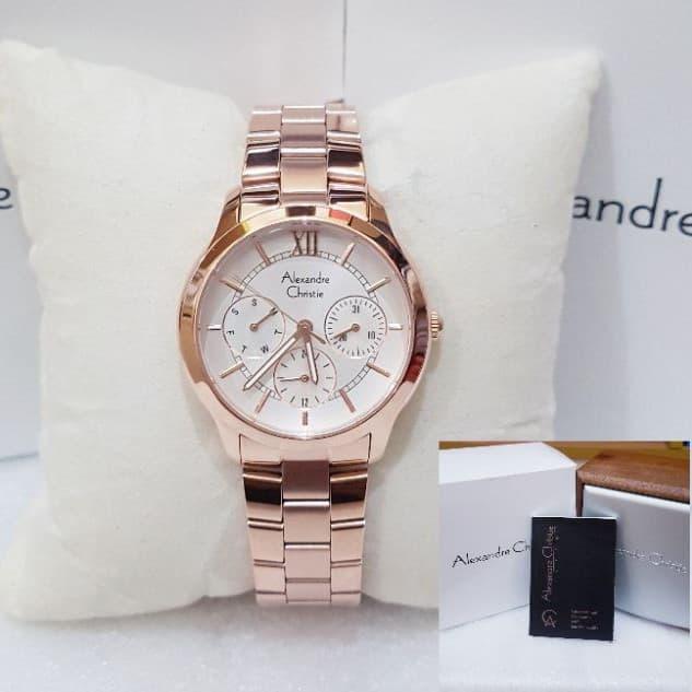 ALEXANDRE CHRISTIE WANITA AC 2815 ROSEGOLD WHITE JAM TANGAN ALEXANDRE