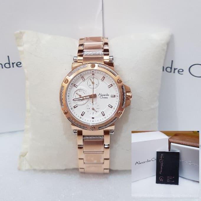 ALEXANDRE CHRISTIE WANITA AC 6561 ROSEGOLD WHITE JAM TANGAN ALEXANDRE