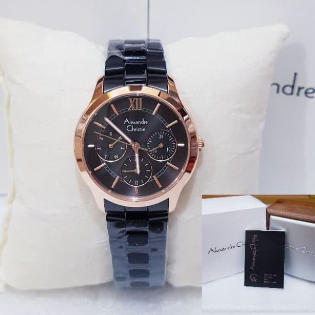 ALEXANDRE CHRISTIE AC2815 BLACK ROSEGOLD JAM TANGAN WANITA ORIGINAL