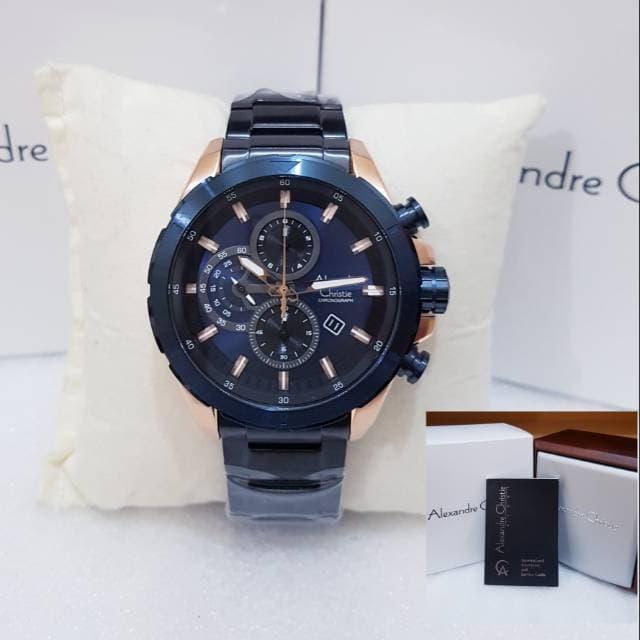ALEXANDRE CHRISTIE PRIA AC 6508 BLUE ROSEGOLD JAM TANGAN ALEXANDRE