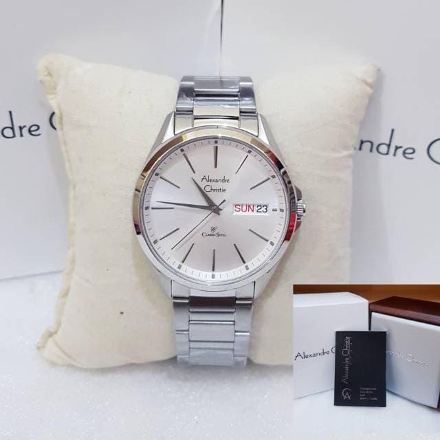 ALEXANDRE CHIRSTIE AC 8592 SILVER JAM TANGAN PRIA ORIGINAL