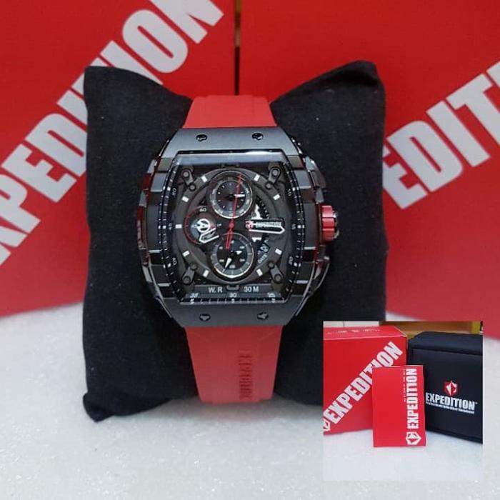 JAM EXPEDITION E 6782 BLACK TALI MERAH JAM TANGAN EXPEDITION PRIA