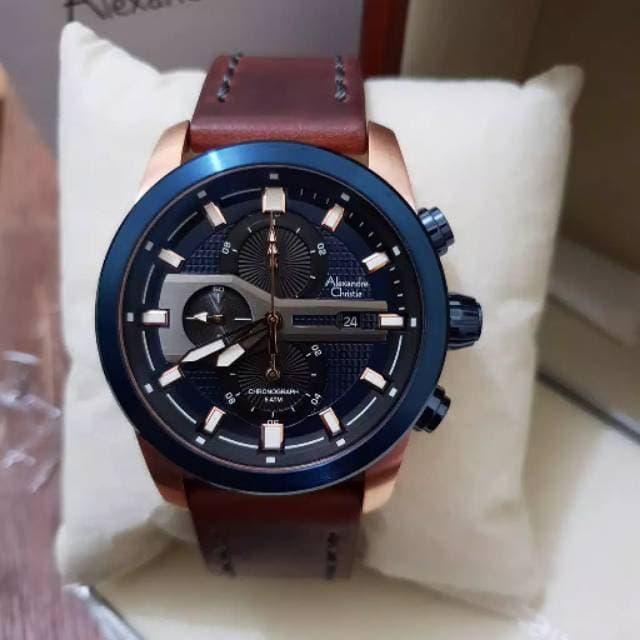 JAM TANGAN PRIA ALEXANDRE CHRISTIE AC 6562 BLUE NAVY ROSEGOLD ORIGINAL