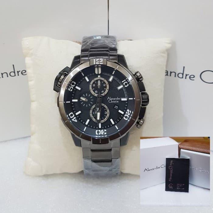ALEXANDRE CHRISTIE PRIA AC 6554 BLACK GREY JAM TANGAN ALEXANDRE