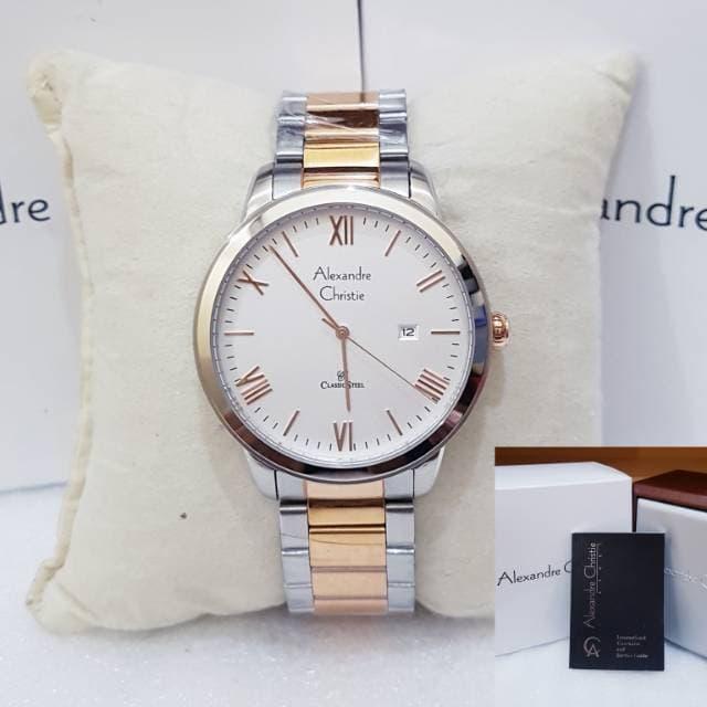 ALEXANDRE CHRISTIE PRIA AC 8567 SILVER ROSEGOLD JAM TANGAN ALEXANDRE