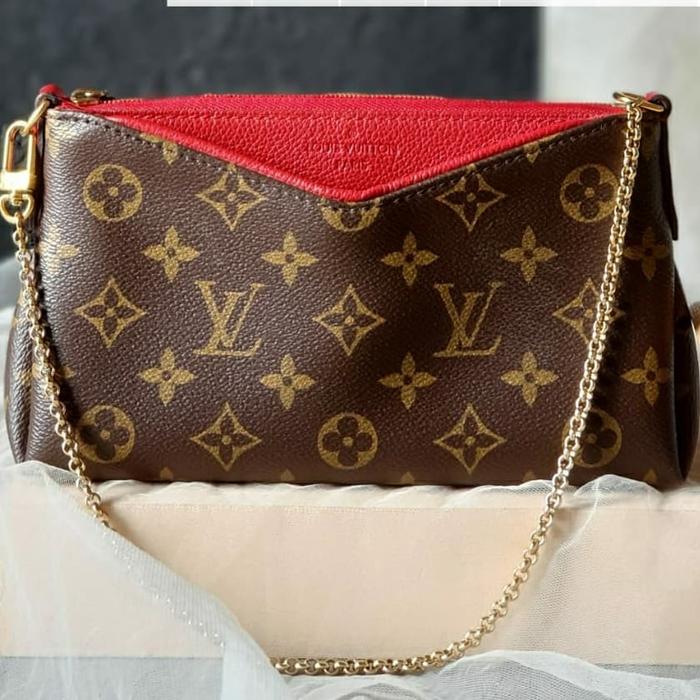 Preloved Louis Vuitton Pallas Clutch Crossbody Monogram