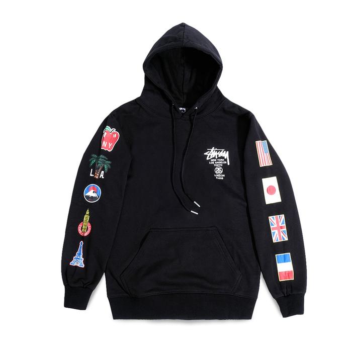 Stussy World Tour Flags Hoodie Black ORIGINAL TERBARU NEW 2020