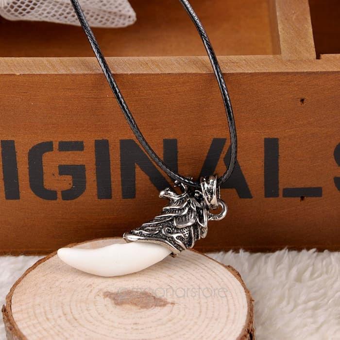 KALUNG PRIA TARING SERIGALA MACAN TITANIUM TALI ASLI MACHO PREMIUM K3