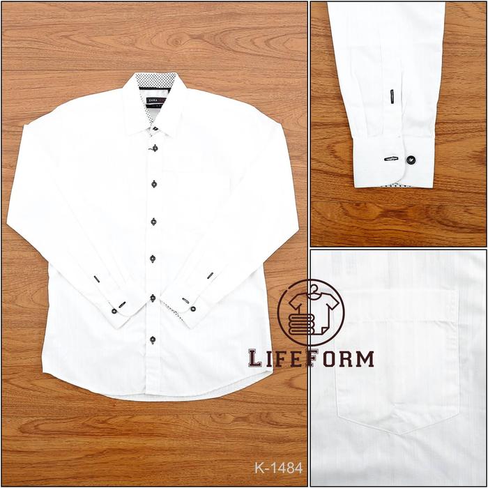 Kemeja Formal Cowok Lengan Panjang Putih Zara Man S-XL[K1484]