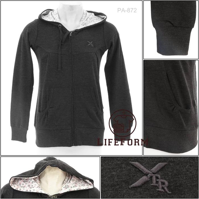 Jaket Hoodie Katun Cewek Abu-Abu Xetra S[PA872]