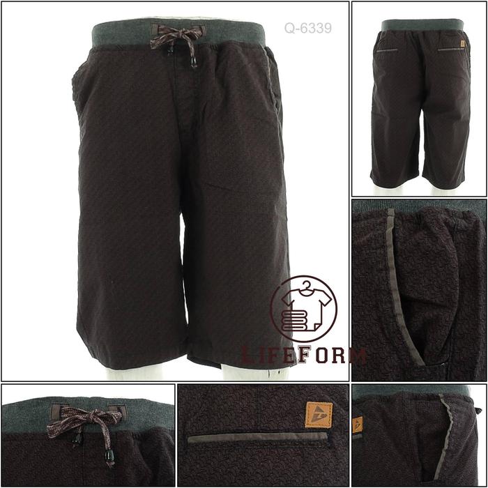 Celana Pendek Cowok Rib Kolor Hijau Tua Top Ten 2XL-3XL[Q6339]