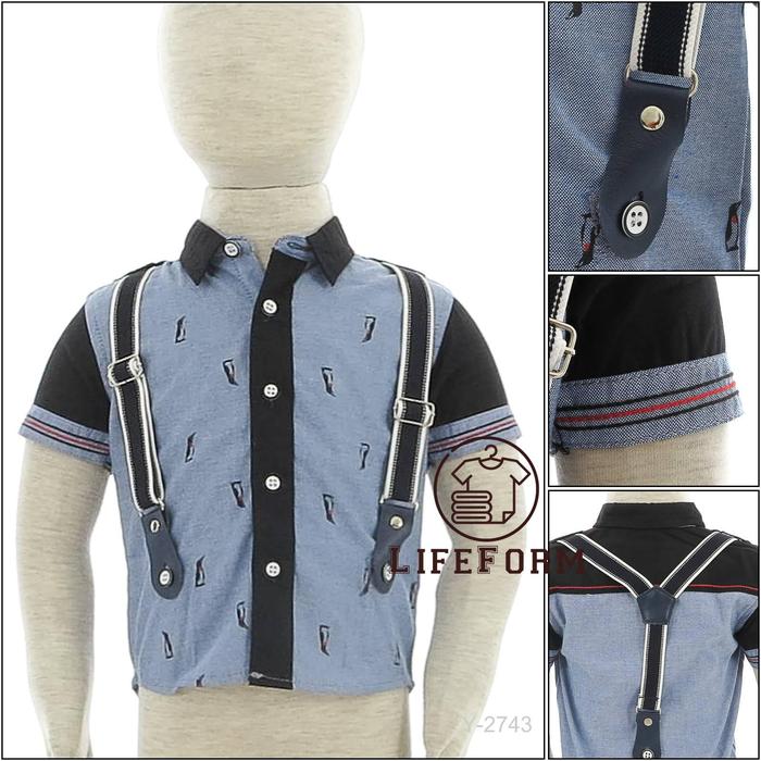 Kemeja Anak Cowok Lengan Pendek Biru Muda By Design S[Y2743]