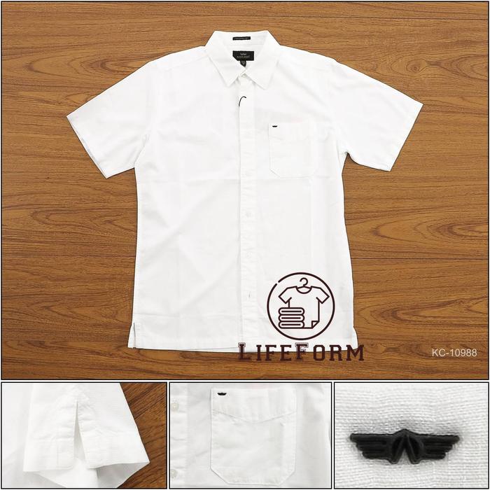 Kemeja Cowok Lengan Pendek Putih M Gee S-2XL[KC10988]