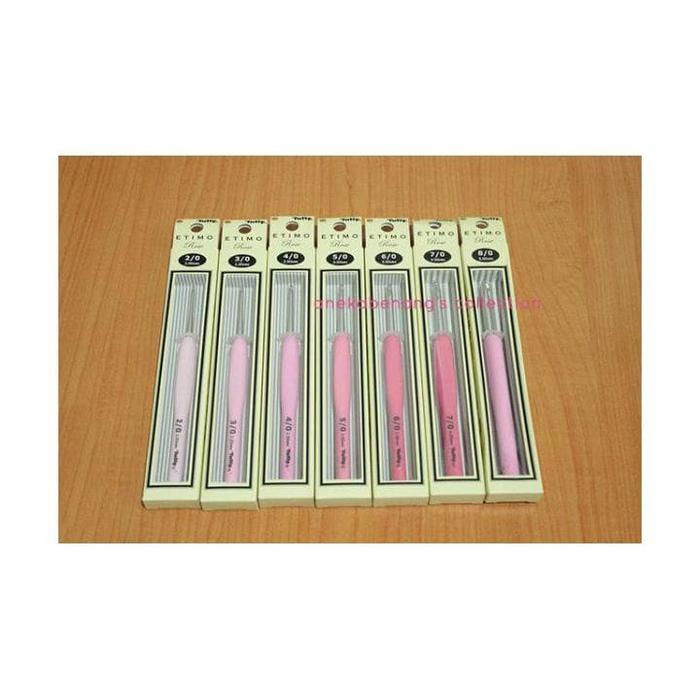 BARU Hakpen (Alat/Jarum Rajut) Tulip ETIMO Pink - Silver / ETIMO Rose