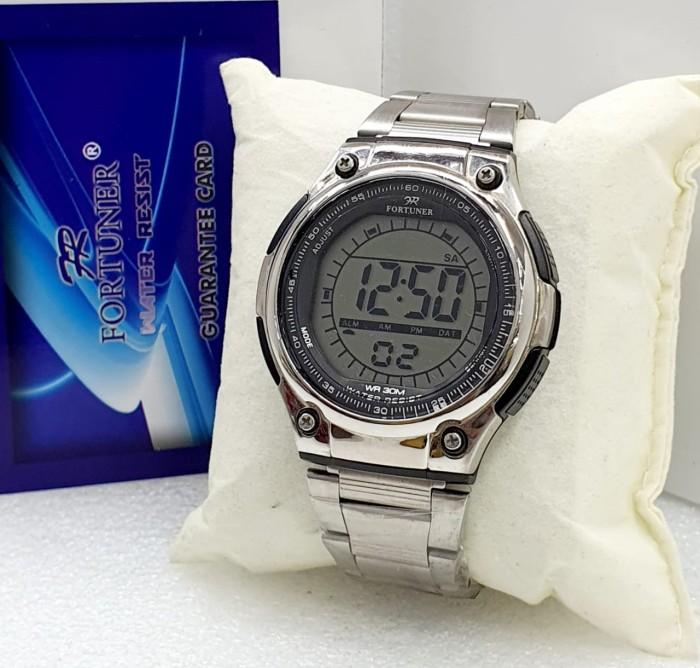 Jam Tangan Digital Pria Original Fortuner 1413 Strap Rantai Stainless