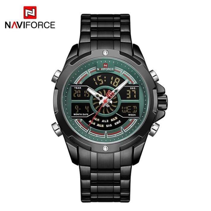 Jam Tangan Original Naviforce Pria 9170 Stainless Steel Dual Time