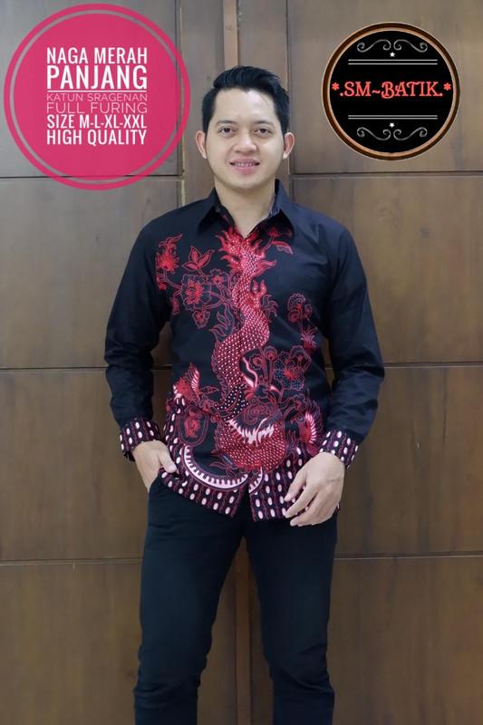 Naga Merah Kemeja Batik Pria Lengan Panjang by SM-Batik