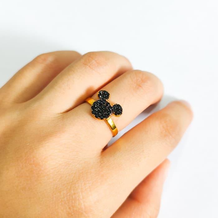 Terlaris Cincin UBS Disney Model Mickey Elegant Cute Emas Asli Keren