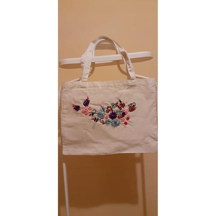Tas Sulam Pita Tote Bag Bahan Blacu Handmade