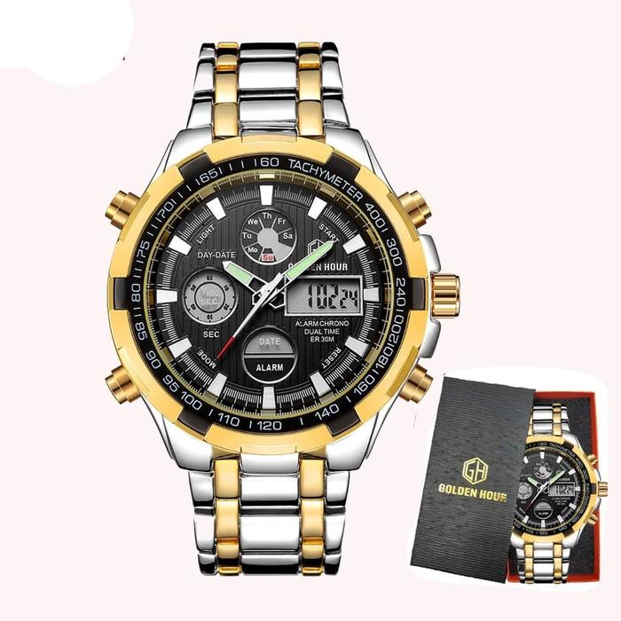 Jam Tangan Pria Tahan Air Golden Hour 108 Model Sport Militer Relogio