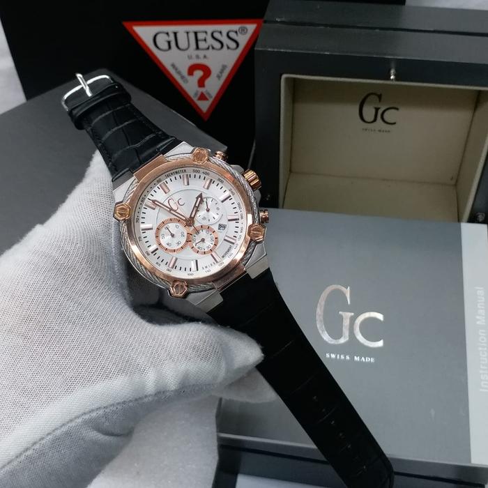 Jam Tangan Pria Guess Collection GC Y24005G2 - 01 Kulit Ori BM 4.5cm