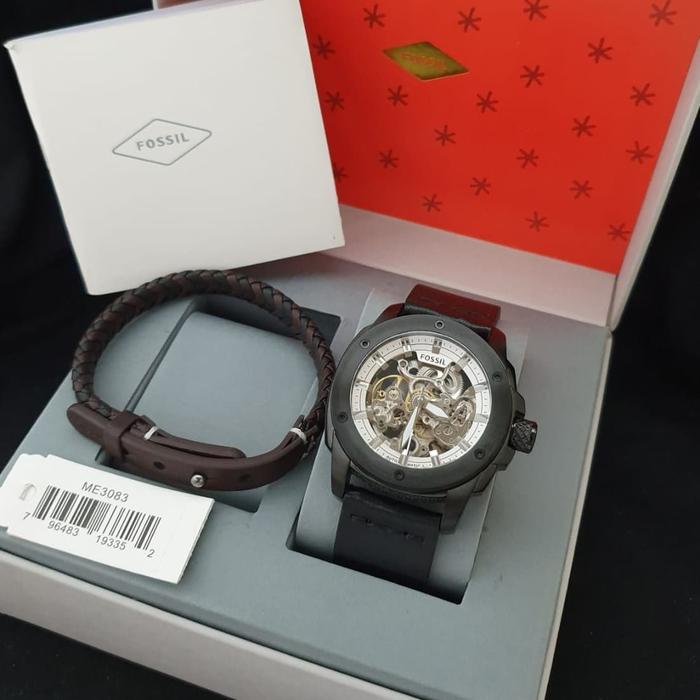 Jam Pria Fossil ME 3083 Automatic Kulit Original Fullsett Gelang 4.4cm