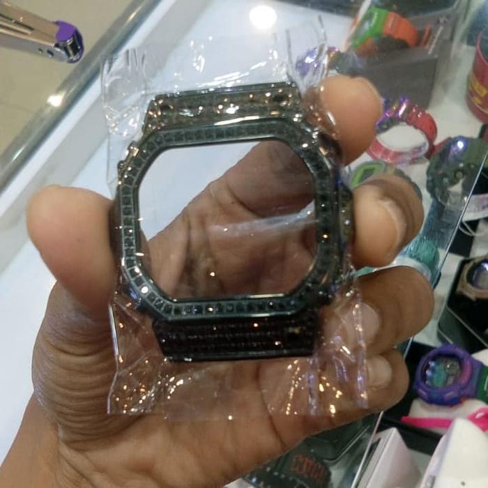 BEZEL METAL SWAROVSKI BLACK DW-5600 / DW5600 / DW 5600 CUSTOM