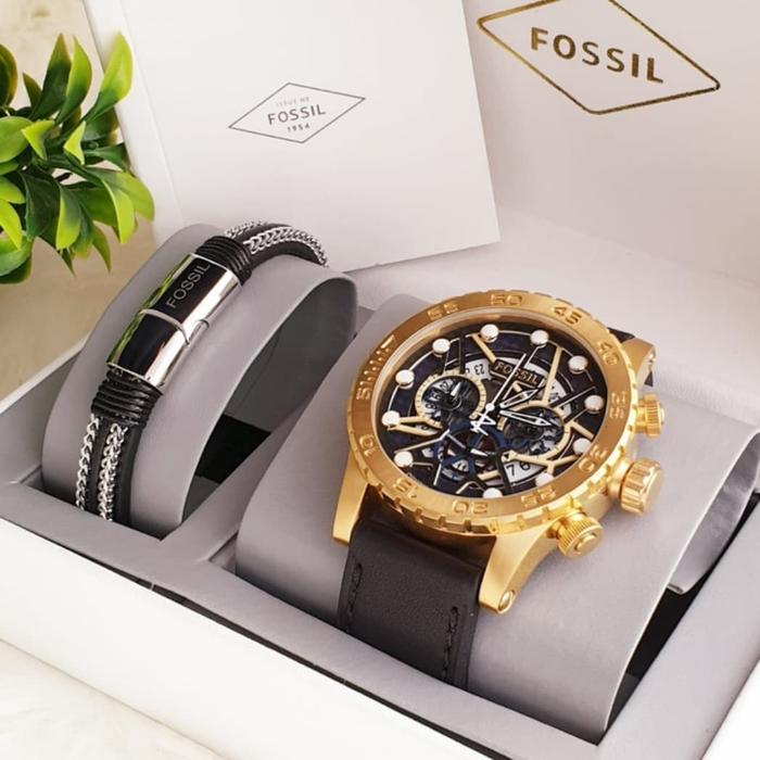 Jam Tangan Pria Merek Fossil CH 2557 & CH2557 Original Fullset Gelang