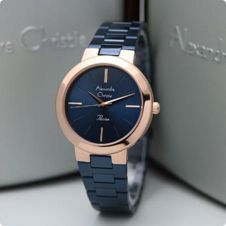 Jam Tangan Wanita Alexandre Christie AC 2838 Original - Blue Rosegold
