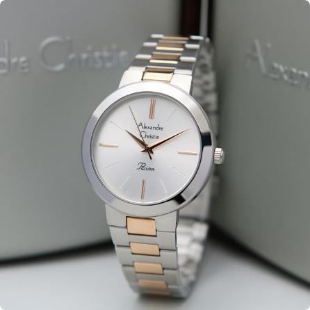 Jam Tangan Wanita Alexandre Christie AC 2838 Original - Silver Rose